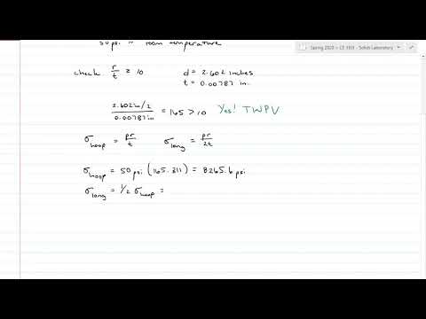 Thin Walled Pressure Vessel Theory