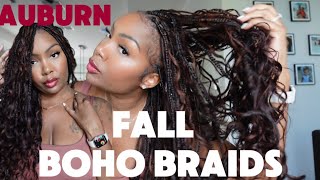 MY FALL BOHO BRAIDS INSTALL| AUBURN COLOR| FT. HOT BRAIDS | MEDIUM SIZE!!