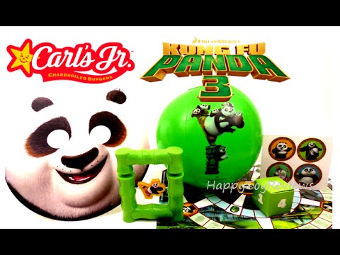 2016 KUNG FU PANDA 3 MOVIE CARL'S JR. HARDEE'S DREAMWORKS SET OF 4 KIDS MEAL TOYS COLLECTION REVIEW Video