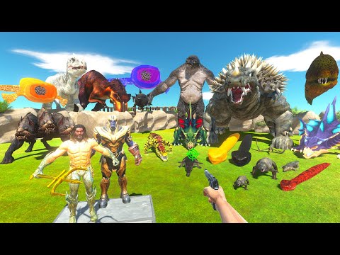 FPS Avatar Rescues Aquaman and Thanos and Fights Giant Reptiles - Animal Revolt Battle Simulator
