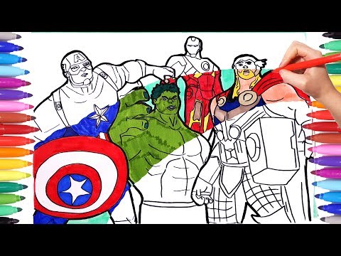 How to Color Captain America Hulk Thor Iron Man The Avengers | Superheroes Coloring Pages for Kids