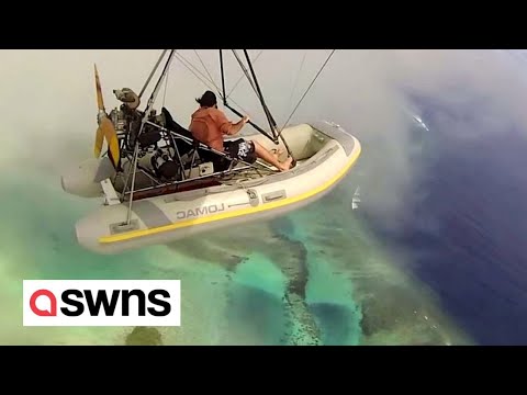 Aussie man pilots a hand-built flying boat to get the perfect snaps | SWNS