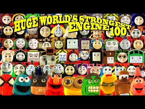 HUGE WORLD'S STRONGEST ENGINE ep 100 64 ENGINES! Thomas and Friends with Play Doh Surprise engines
