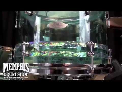 C&C Custom Acrylic Drum Set - Coke Bottle Green with Awabi Stripes at Memphis Drum Shop