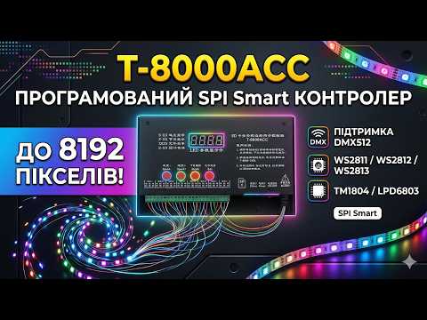 SPI smart контроллер программируемый T-8000ACC, до 8192 пикселя, DMX512, WS2811, WS2812, WS2813, 1804, 6803 - фото 1 - id-p1780755359