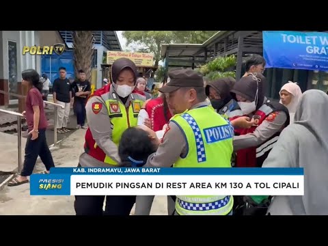 POLWAN POLRES INDRAMAYU BANTU PEMUDIK PINGSAN DI REST AREA KM 130 A