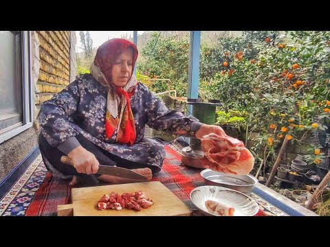 Preparing a famous, thousand-year-old Iranian dish in the village on a cold winter day.