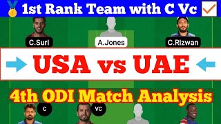 USA vs UAE Dream11 Analysis, USA vs UAE 4th ODI Dream 11 Today Match, USA vs UAE Dream11 Prediction