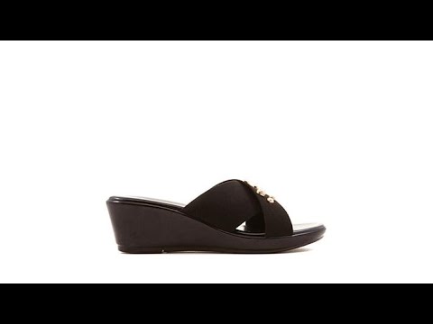 Italian Shoemakers Pearls Crossband Wedge Sandal