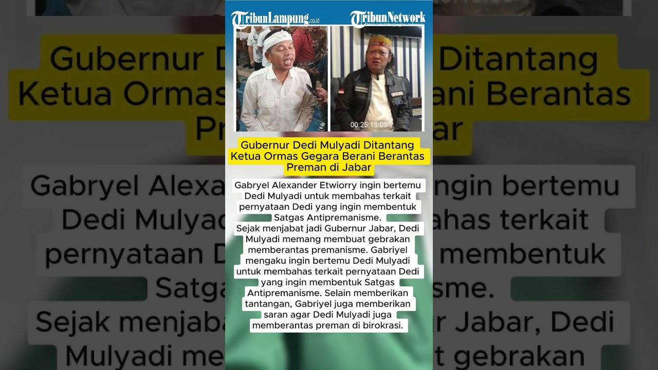 Gubernur Dedi Mulyadi Ditantang Ketua Ormas Gegara Berani Berantas Preman di Jabar