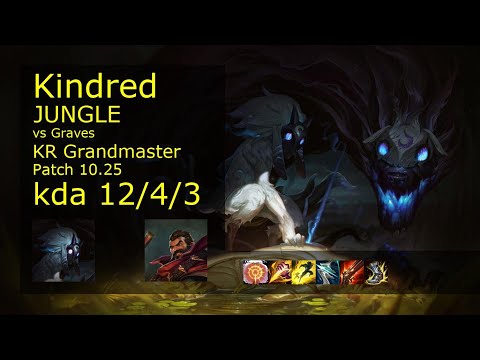 Kindred vs Graves Jungle - KR Grandmaster 12/4/3 Patch 10.25 Gameplay // [롤] 킨드레드 vs 그레이브즈 정글