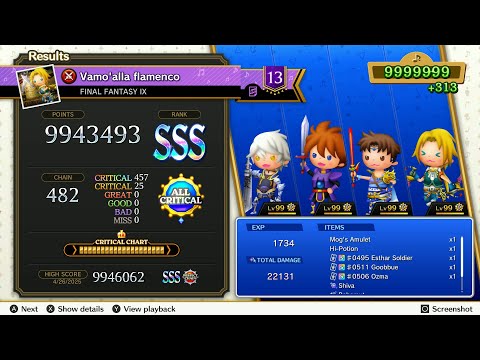 Theatrhythm Final Bar Line : FFIX - "Vamo'alla flamenco" Supreme Difficulty All Critical