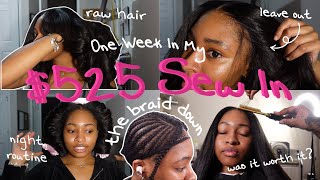 A Week in My $500 Sew In on 4C Hair. (Install, HEATLESS styling, Gym Care)