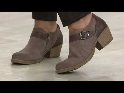 Earth Origins Suede Booties with Buckle Detail - Oakland Addie on QVC