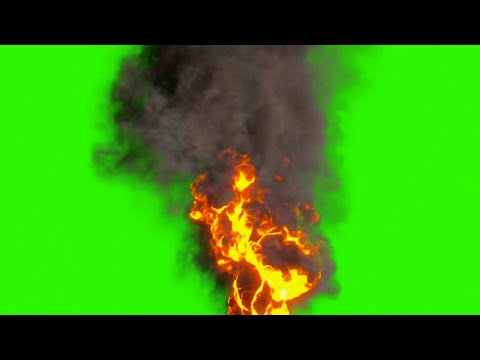 Fire Flame With Black Smoke Green Screen Stock footage HD