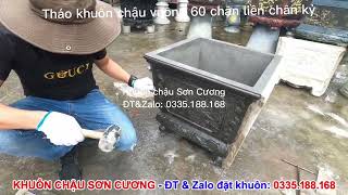 Tháo khuôn chậu vuông 60 chân liền chân kỷ - hoa văn nét căng - Khuôn chậu Sơn Cương