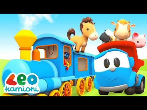 Leo kamioni & rimorkioja për kafshë. Mësoni automjete për fëmijë me filma vizatimorë makine.