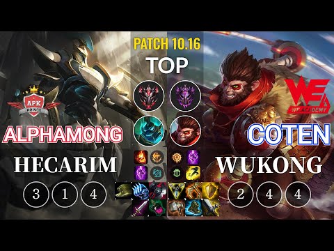 APK Alphamong Hecarim vs WEA Coten Wukong Top - KR Patch 10.16