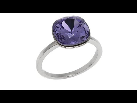 Stately Steel Swarovski CushionCut Solitaire Ring