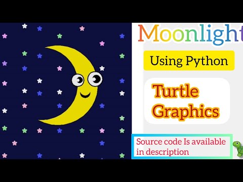 Python Turtle Graphics Moon Night With Source Code Turtle Design