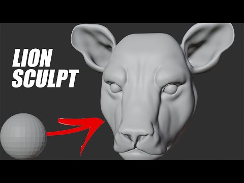 LION  HEAD SCULPT TIMELAPSE - BLENDER SCULPT