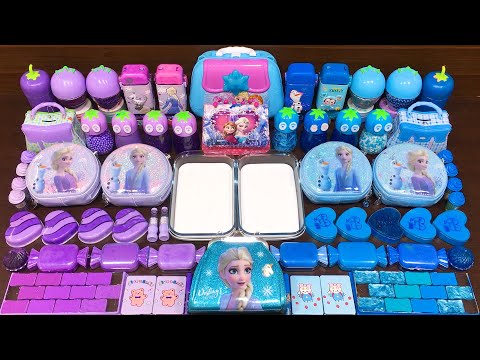 PURPLE vs BLUE FROZEN ! Mixing Random into GLOSSY Slime ! Satisfying Slime Video #481