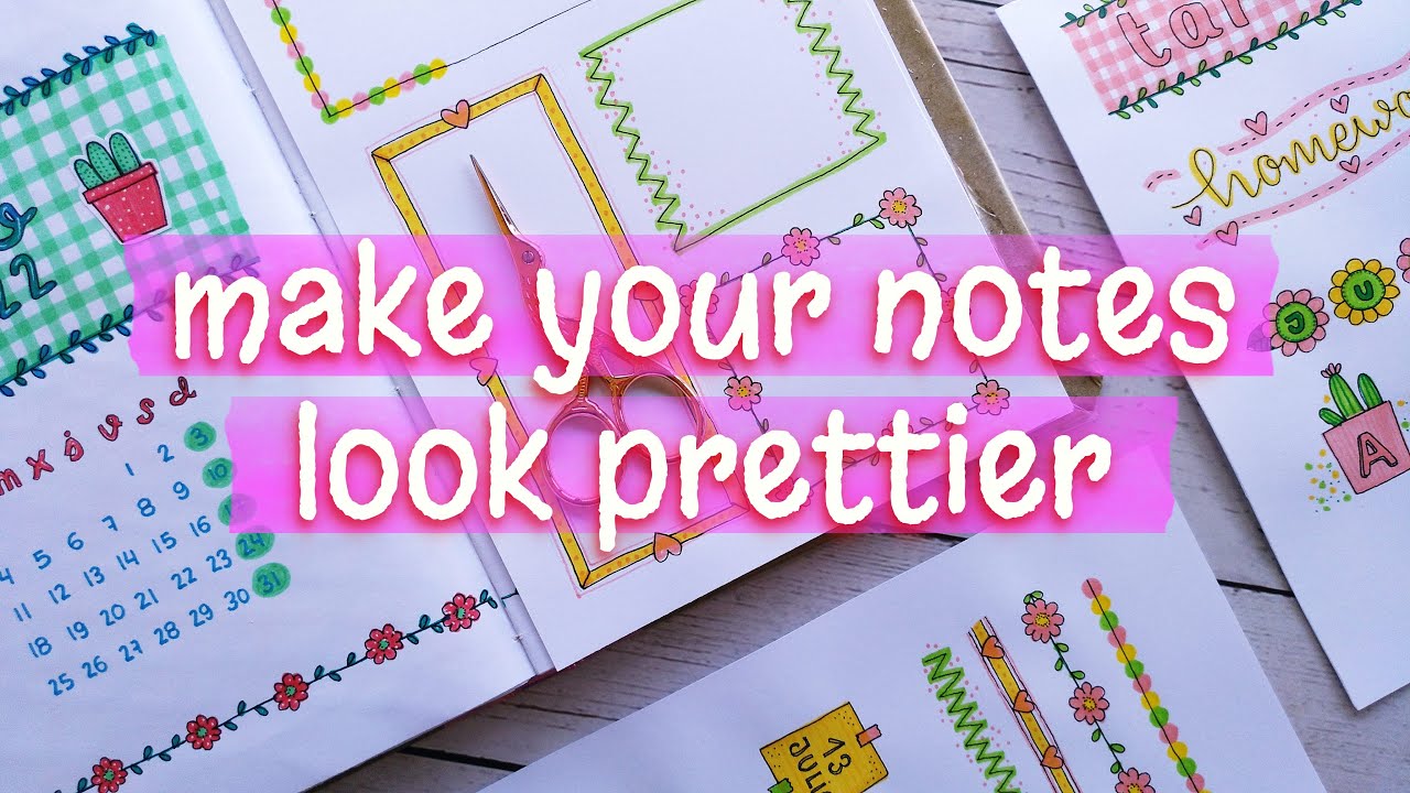 WAYS TO MAKE PRETTY NOTES 💘 TITLES, DATE WRITING IDEAS and BORDER DESIGN for PROJECT