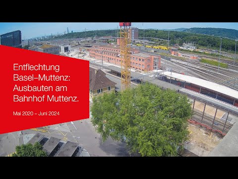 Zeitraffer: Ausbauten am Bahnhof Muttenz (Entflechtung Basel–Muttenz).