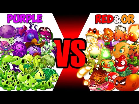 Team PURPLE-GREEN vs RED-ORANGE - Who Will Win? - PvZ 2 Team Plant Vs Team Plant