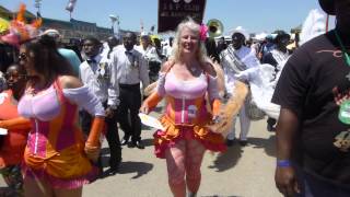 High Steppers Brass Band with Lady and Men Rollers and Scene Boosters New Orleans Jazz Fest 2015