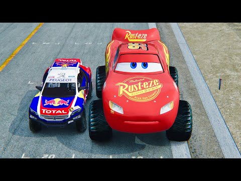 Lightning McQueen Monster Track vs Dakar Peugeot 2008 at Top Gear Track