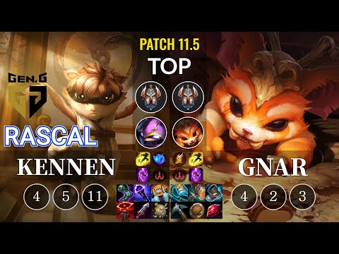 GEN Rascal Kennen vs Gnar Top - KR Patch 11.5