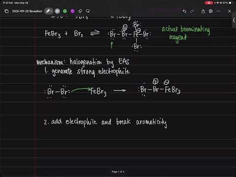 CHEM 334 (F26, BFT, M260928) Lec. 16: Ch. 18: Electrophilic Aromatic Substitution