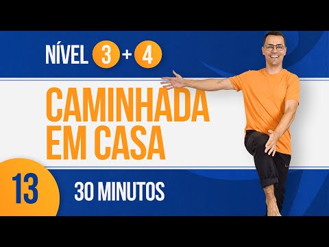 🔴 CAMINHADA EM CASA 10MIL PASSOS - 13 | NÍVEL 3 e 4 | Exercícios sem impacto para emagrecer