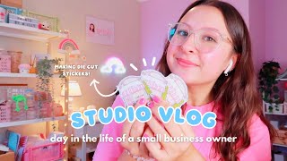 STUDIO VLOG ✿ packing orders, making die cut stickers & a small business unboxing 📦 ✨