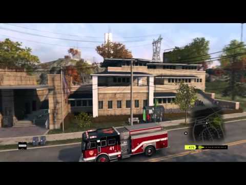 WATCH DOGS - Stealing Police car and Fire Truck - with police chase