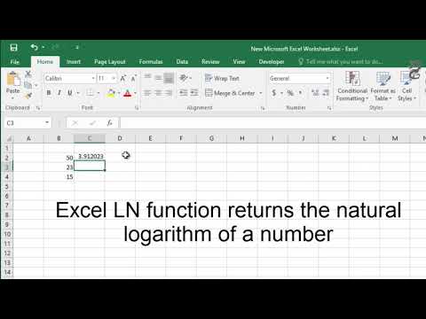 How to use LN Function in Excel: How to return the natural logarithm of a number