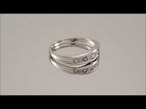 9ct White Gold 1/3ct Diamond And Tanzanite Half Eternity Ring - D7205