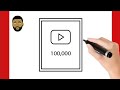 HOW TO DRAW YOUTUBE SLIVER PLAY BUTTON ( 100 SUBS AWARD)