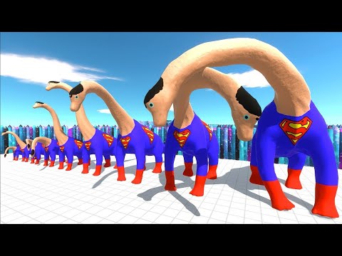 FPS DEATH RUN vs DIFFERENT SIZE SUPERMAN BRACHIOSAURUS - Animal Revolt Battle Simulator