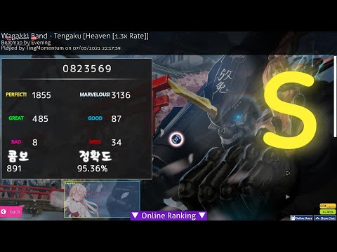 osu!mania - Tengaku [Heaven (1.3 rate)] 95.36% S rank