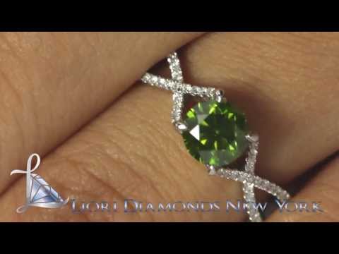 FD-056 - 1.33 Carat Fancy Green Diamond Engagement Ring 18k White Gold