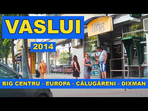 Orasul VASLUI in 2014 traseu Big Centru - hotel Europa - str Calugareni - depozit Dixman video 1080p