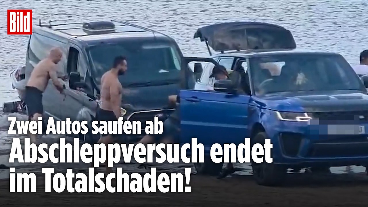 Rettungsaktion geht schief: Flut lässt beide Autos absaufen