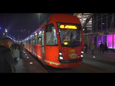 Poland, Katowice, tram 43 night ride from RONDO to KOSZUTKA SŁONECZNA