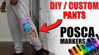 How To Custom Paint On Fabric Pants Using Posca Marker | DIY
