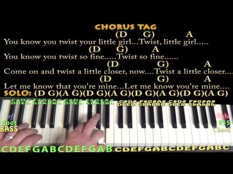 Twist and Shout (The Beatles) Piano Jamtrack in D with Chords/Lyrics - D G A