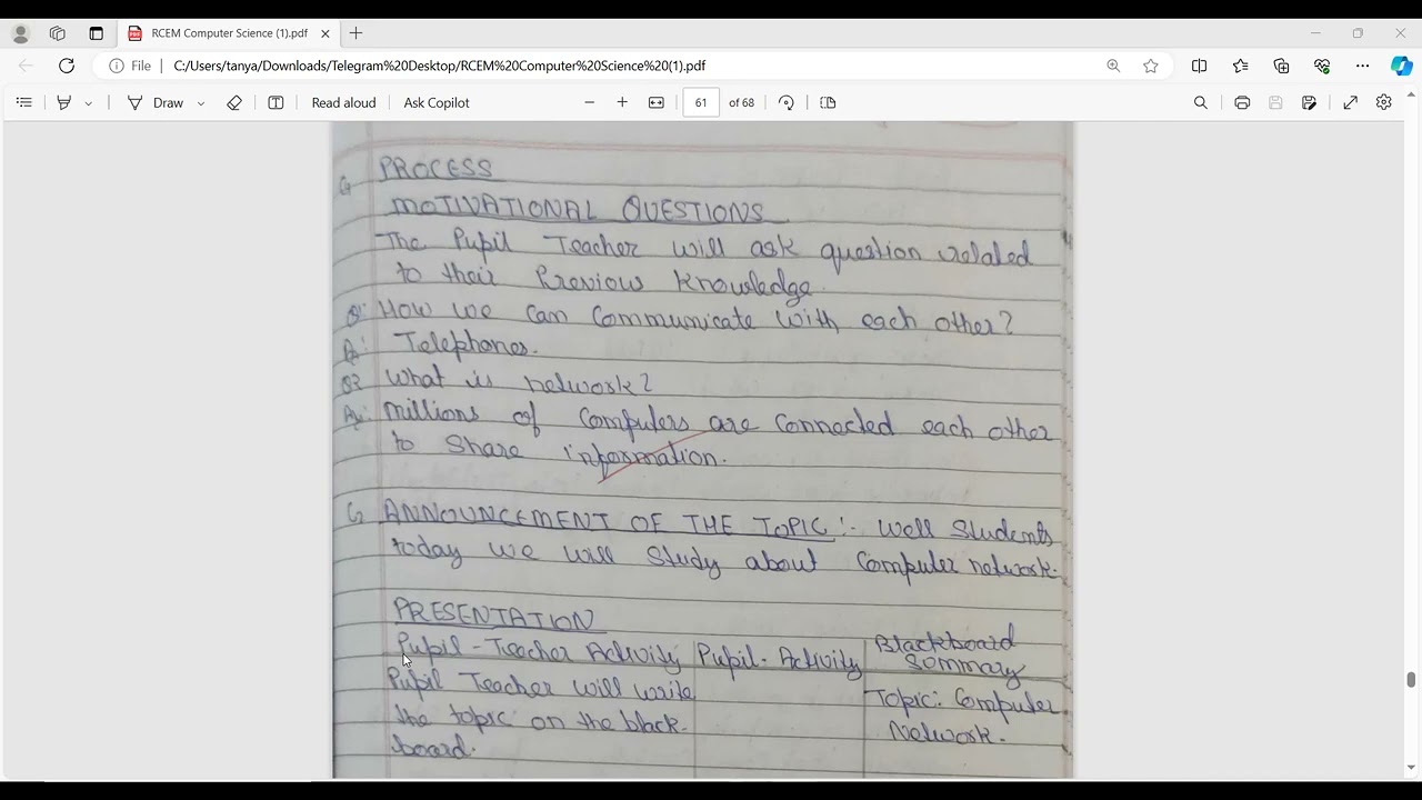 Computer Science Lesson Plan | RCEM Lesson Plan | B.Ed Lesson Plan | Computer Network