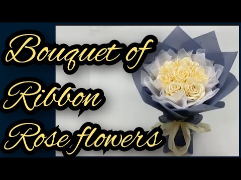 Diy || how to make bouquet of a ribbon rose flowers #nipucraft #howtomake #viralvideo