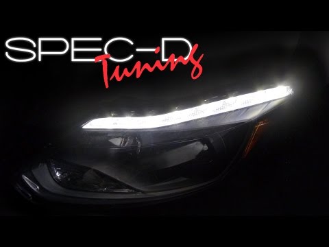 SPECDTUNING DEMO VIDEO: 2012-2014 FORD FOCUS LED DRL BLACK PROJECTOR HEADLIGHTS